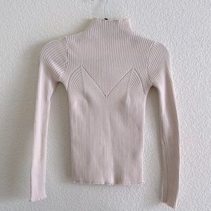 Cream mock neck ribbed sweater | Size 2